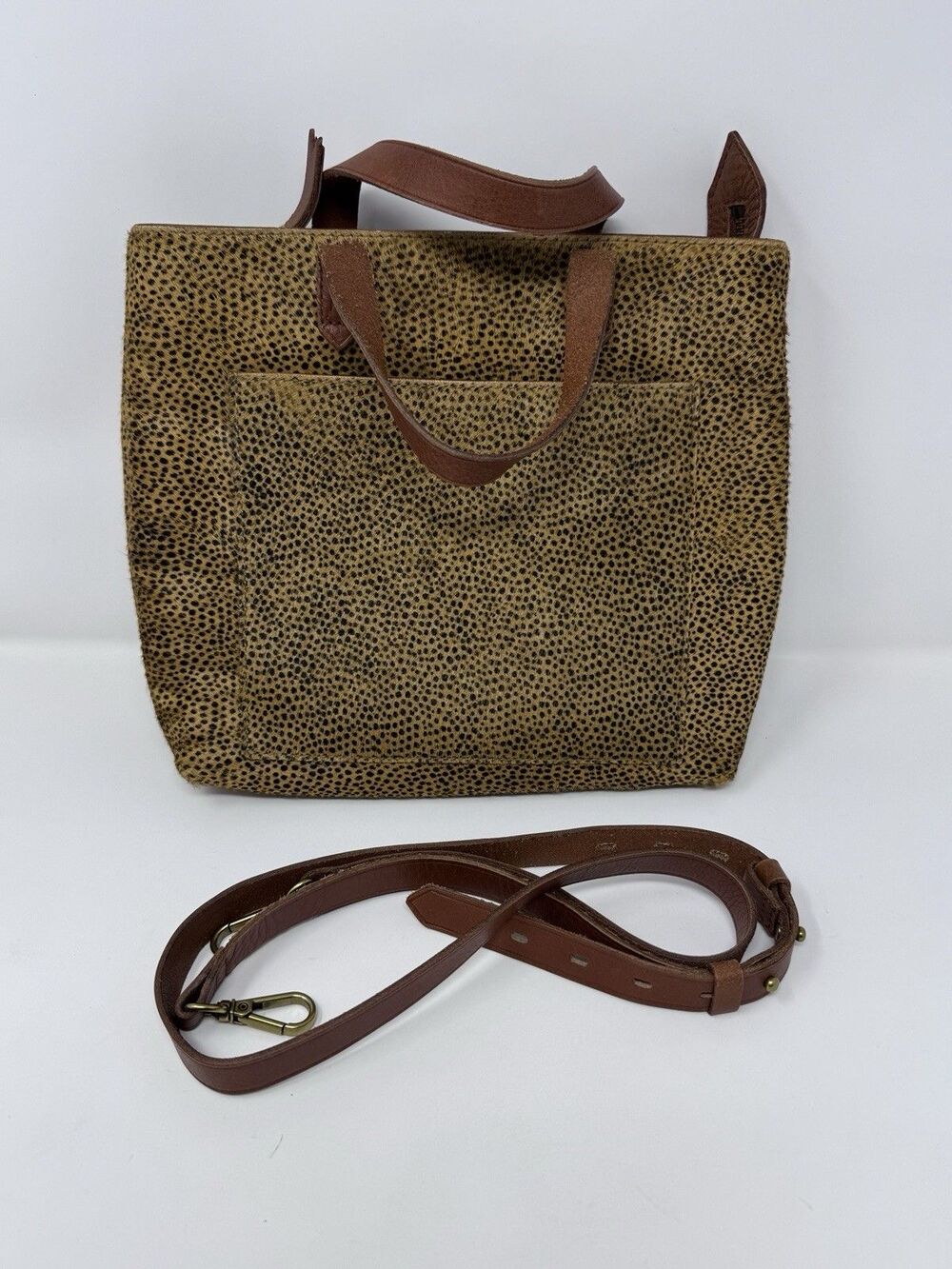 Madewell Transport Crossbody Bag Purse Animal Print Leather Tote Cheetah Leopard